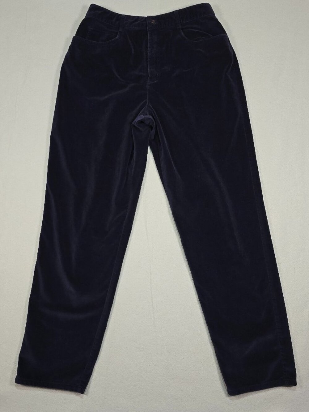 Talbots Size 12 Navy Velvet High Rise Straight Leg Pants Trousers